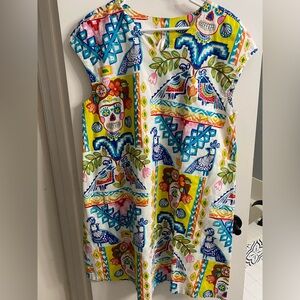 Uncle Frank Frida Kahlo Folk Art Sugar Skull Cotton Dress Size XL Anthropologie